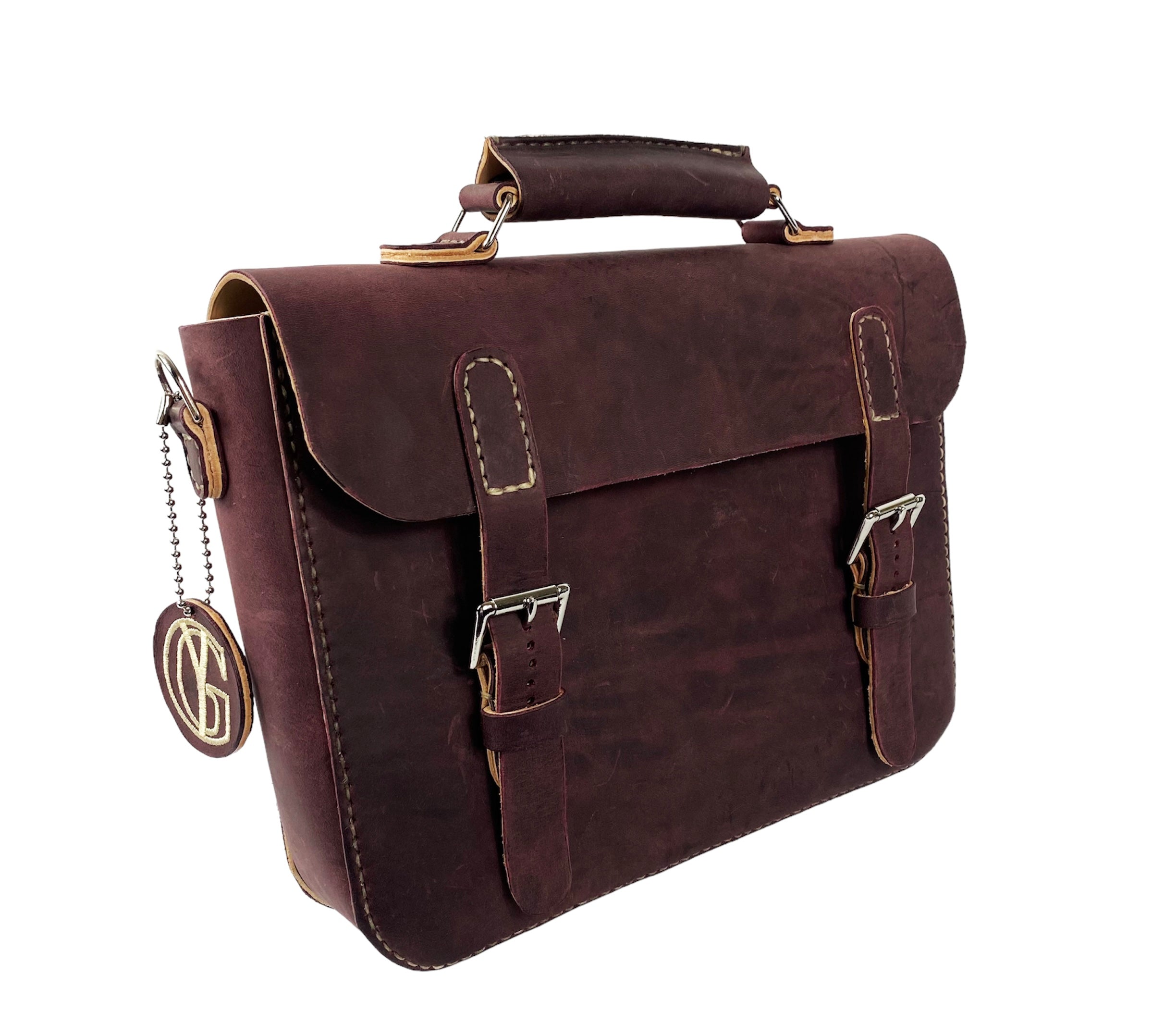 Purple Crazy Horse Leather Messenger Bag
