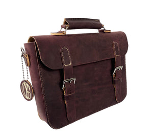 Purple Crazy Horse Leather Messenger Bag